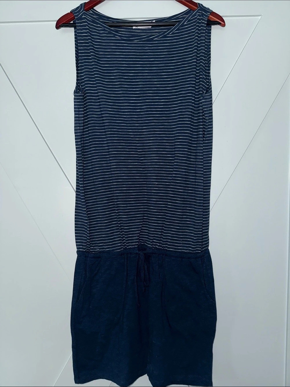 Carve Designs Remi Romper Striped Blue & White Dress Size Medium